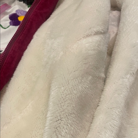 Pinkish wine  Zip-Up corduroy Jacket vintage 80’s warm faux fur lined - Picture 3 of 4